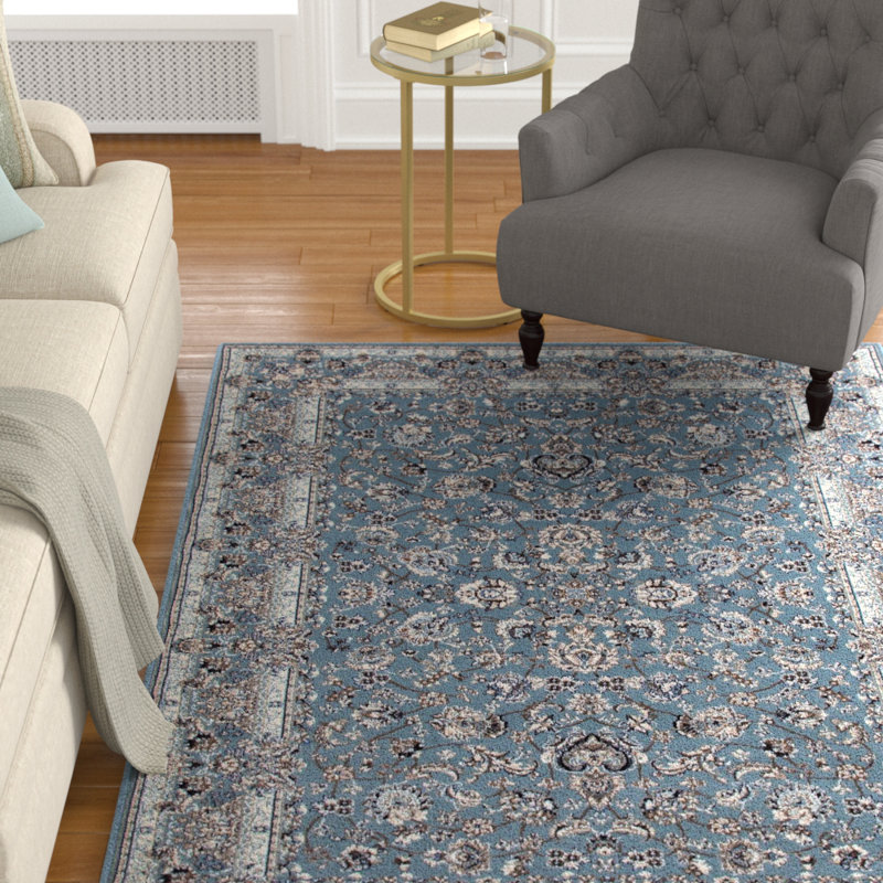 Astoria Grand Lang Aqua/Cream/Navy Blue Area Rug & Reviews Wayfair